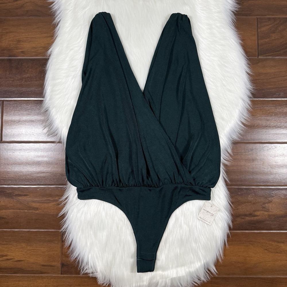 Free People Women's Size Medium Pine Green Night‎ Owl Bodysuit Top